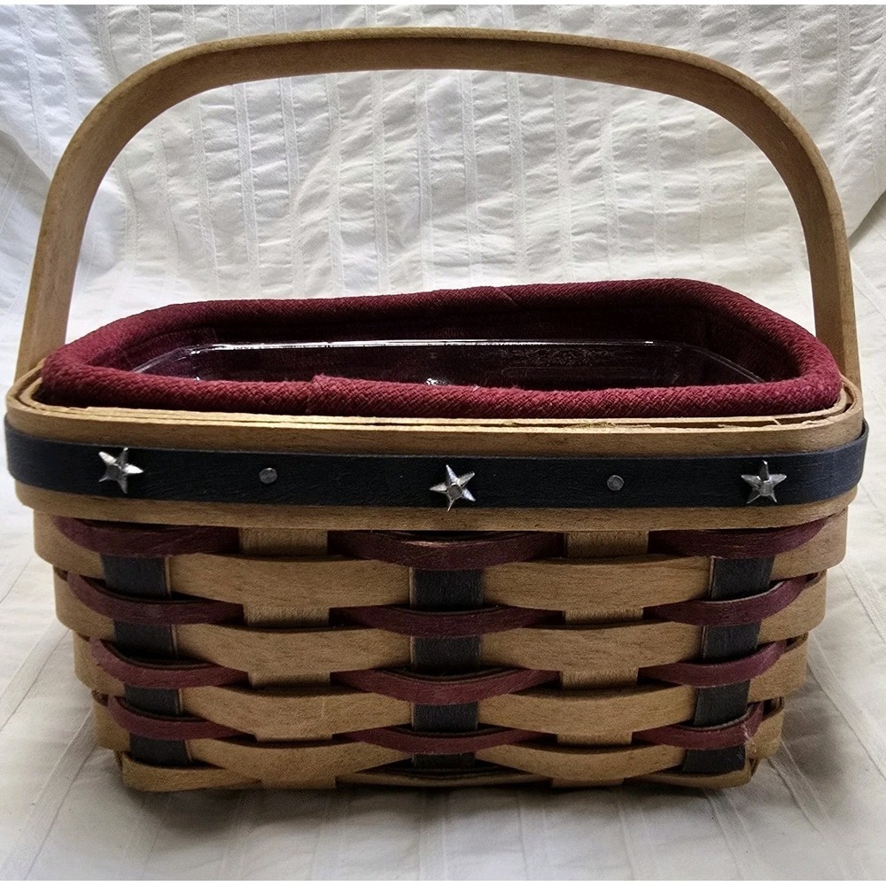 Longaberger 2004 Proudly American "OLD GLORY" tea basket set‎ Swing Handle